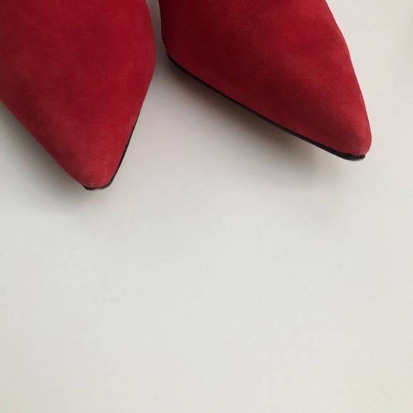 Schutz  Adrien Red Suede White Stripe Ankle Boots - Picture 8 of 8